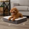 PETMAKER Orthopedic Dog Bed 2Layer Memory Foam Crate Mat with Machine Washable Sherpa Cover 20x15 Pet Bed for Small Dogs Up to 20lbs by Gray