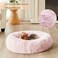 WNPETHOME Calming Dog Bed Cat Bed Donut Faux Fur SelfWarming Donut Cuddler Comfortable Round Plush Pet Beds 27 x 27 x 8 Inch Light Pink