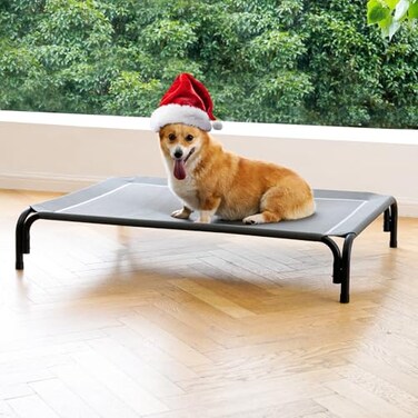 DOPEDIO Elevated Dog Bed Raised Outdoor Dog Cot for Medium Dogs Installation Requires No Tools Frame with Washable Cooling Breathable Mesh AntiSlip Feet Indoor Pet Bed Grey 354 Inches