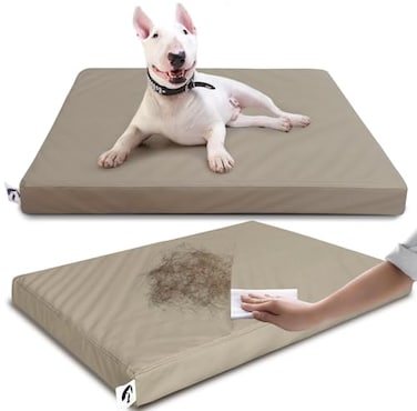 GUANGDEEN Waterproof Leather Dog Bed Crate Pad Durable Brown Pet Mattress for Medium Dogs Pet Beds with Wipeable Covers Easy to Clean Washable Mat for Cage