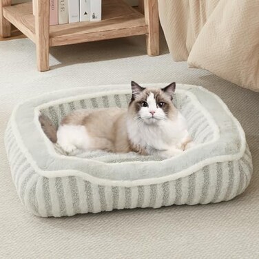 DEBANG HOME Dog Bed for Extra Small Dogs BreedsCat BedPuppy Kennel Bed with PillowWashable Deluxe Plush Dog Crate BedsComfy Durable Rectangular Pet Sleeping Bed NonSlip BottomGrey 19X16