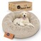 Petloox Donut Dog Bed Premium Comfort for Anxiety Relief Fluffy Calming Design with UltraPlush Support Cozy Round Dog Bed with Super Soft Circle Style Beige Small