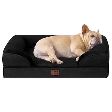 EHEYCIGA Orthopedic Dog Bed for Medium Dogs Waterproof Memory Foam Medium Dog Beds with Sides NonSlip Bottom and EggCrate Foam Pet Couch Bed with Washable Removable Cover Black
