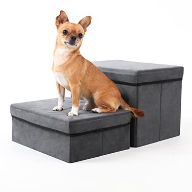 RYpetmia Foldable Dog StairsSteps 2Tier Pet Steps Storage and Adjustable Steps for Small Medium Dogs Pet Steps Storage Stepper for High Beds Sofa Pet Dog Cat