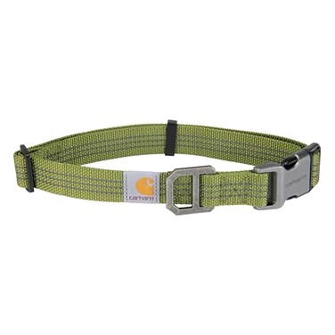 Carhartt Nylon Webbing Dog Collar Fully Adjustable WDurable Side Release Buckle and Reflective Stitching Light Moss Medium