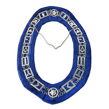 deDecoml Masonic Collar Blue Lodge Working Tools Silver Plated Blue Velvet Backing