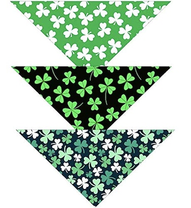 Native Pup St Patricks Day Dog Bandanas 3Pack Lucky Shamrock Green Saint Patrick Clover Bandanna St Patricks Small