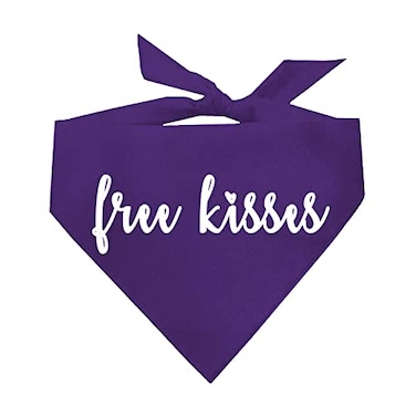 TeesTails Free Kisses Dog Bandana 36 Purple One Size