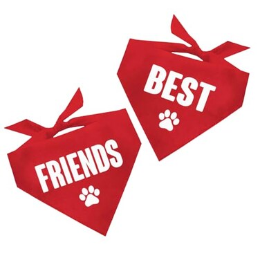 TeesTails Best Friends Matching Dog Bandana Red OS 1382 Pack