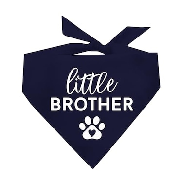 TeesTails Little Brother Family Matching Dog Bandana 218 Navy OS