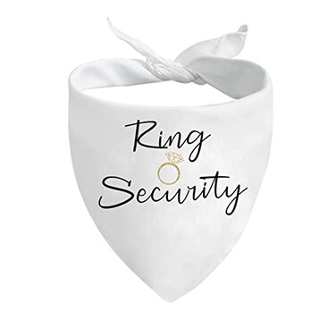JXGZSO 1 Piece Wedding Puppy Bandana Ring Security Dog Scarf Wedding Dog Scarf Gift Ring Security White