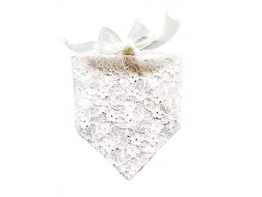 EechicSpace Princess Dog Wedding Bandana White Lace Scarf for Small Medium to Extra Large Dogs