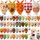 Sanwuta 60 Pcs Fall Dog Bandanas Thanksgiving Dog Bandanas Bulk Adjustable Pet Bibs Triangle Scarf Holiday Costume for Small to Large Pet Turkey Pattern