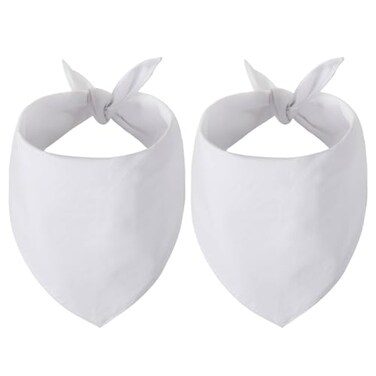 Gofshy Blank Dog Bandanas Small 2PCS DIY Solid White Triangle Scarf Premium Cotton Handkerchief or Bib Personalized Design BirthdayParty Fun Idea Gift for SXS Pets