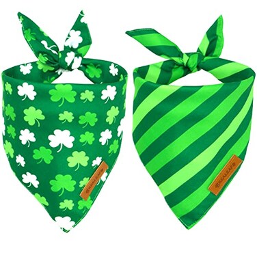 Realeaf St Patricks Day Dog Bandanas 2 Pack Triangle Reversible Pet Scarf for Boys and Girls Premium Durable Fabric Holiday Bandana for Large and Extra Large Dogs XLarge