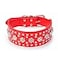 haoyueer Rhinestones Dog Collars Flower Pattern Rhinestone Studded Leather Sparkly Crystal Diamonds Dazzling Sparkling Elegant Fancy PU Leather Dog Collar for Medium Large DogsRedL