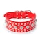 haoyueer Rhinestones Dog Collars Flower Pattern Rhinestone Studded Leather Sparkly Crystal Diamonds Dazzling Sparkling Elegant Fancy PU Leather Dog Collar for Medium Large DogsRedL