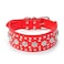 haoyueer Rhinestones Dog Collars Flower Pattern Rhinestone Studded Leather Sparkly Crystal Diamonds Dazzling Sparkling Elegant Fancy PU Leather Dog Collar for Medium Large DogsRedL