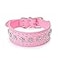 Haoyueer Rhinestones Dog Collars Flower Pattern Rhinestone Studded Leather Sparkly Crystal Diamonds Dazzling Sparkling Elegant Fancy PU Leather Dog Collar for Medium Large DogsPinkL
