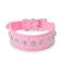 Haoyueer Rhinestones Dog Collars Flower Pattern Rhinestone Studded Leather Sparkly Crystal Diamonds Dazzling Sparkling Elegant Fancy PU Leather Dog Collar for Medium Large DogsPinkL