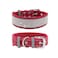 haoyueer Rhinestone Dog Collar Dazzling Sparkling Soft Suede Reflective Large Dog Collar Crystal Diamond Collar for Medium Large Dogs S1215 Red