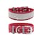 haoyueer Rhinestone Dog Collar Dazzling Sparkling Soft Suede Reflective Large Dog Collar Crystal Diamond Collar for Medium Large Dogs S1215 Red