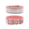 haoyueer Rhinestone Dog Collar Dazzling Sparkling Soft Suede Reflective Large Dog Collar Crystal Diamond Collar for Medium Large Dogs S1215 Pink