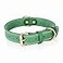 DAIHAQIKO Leather Dog Collar Heavy Duty Wide Genuine for Medium Large Dogs Dual Stitch Green