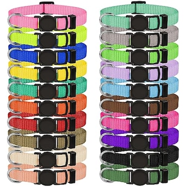 QDYU 20 PCS Puppy Collars for LitterPuppy Collars for Small PuppiesNylon Breakaway ID Collar Whelping Litter CollarsS