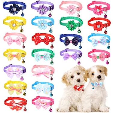 Saintrygo 22 Pack Dog Bow Tie Collar Adjustable Bowtie Flower Neck Tie for Medium Small Dog Cat PuppyCute