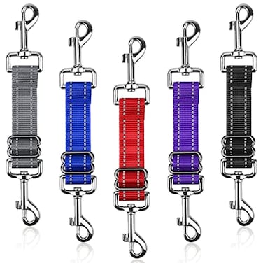 YUEPET Dog Safety Collar Clips 5 Pack Adjustable Prong Collar Backup Clip Reflective Double Ended Backup Clasp Leash Connector for Dog Harness to Collar Safety Clip
