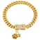 LuxLife Stainless Steel Dog Collar 10mm Cuban Link Gold 1024 inches CZ Diamond Buckle Includes Bell Tag for Small Medium Large Dogs