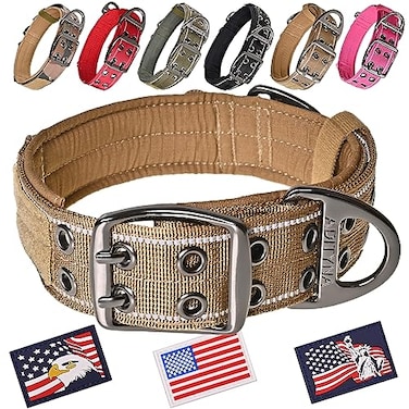 ADITYNA Heavy Duty Dog Collar for ExtraLarge Dogs Reflective Big XL Collar with Handle for Training and Walking Wide Thick Tactical Soft Neoprene Padded