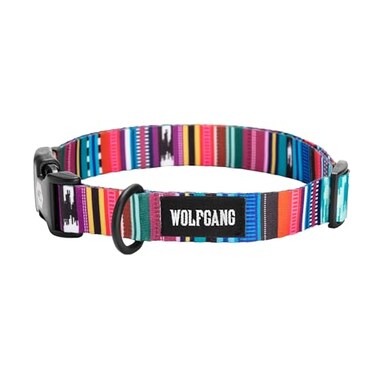 Wolfgang ManBeast Wolfgang Heavy Duty Adjustable Dog Collar with Quick Release Nylon Buckle for Walking Training Quetzal Print Large