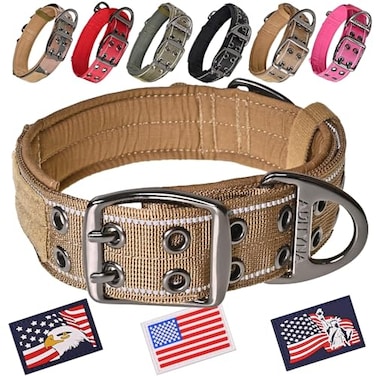ADITYNA Heavy Duty Dog Collar for Large Dogs Reflective Collar with Handle for Training and Walking Wide Thick Tactical Soft Neoprene Padded