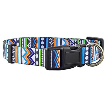 Native Pup Western Dog Collar Cute Designer Aztec Tribal Pattern Male Female Medium White
