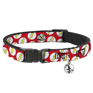 Buckle-Down BuckleDown Cat Collar Breakaway Flash Logo Scattered Red White Yellow 8 to 12 Inches 05 Inch Wide