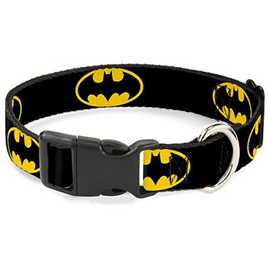 Buckle-Down BuckleDown Plastic Clip Collar Batman Shield BlackYellow 15 Wide Fits 1832 Neck Large