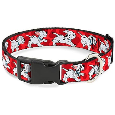Buckle-Down BuckleDown Plastic Clip Collar Dalmatians RunningPaws RedsWhiteBlack 1 Wide Fits 1117 Neck Medium