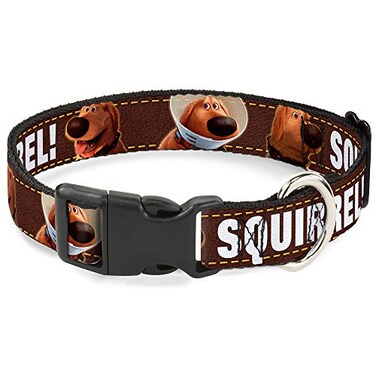 Buckle-Down BuckleDown Plastic Clip Collar Dug 3PosesSQUIRREL BrownYellowWhite 1 Wide Fits 1526 Neck Large
