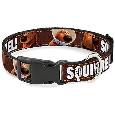 Buckle-Down BuckleDown Plastic Clip Collar Dug 3PosesSQUIRREL BrownYellowWhite 15 Wide Fits 1832 Neck Large