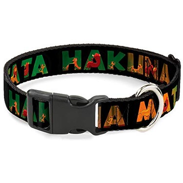Buckle-Down BuckleDown Plastic Clip Collar HAKUNA MATATA BlackLion King Scenes 1 Wide Fits 1117 Neck Medium