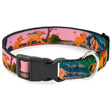 Buckle-Down BuckleDown Plastic Clip Collar Lion King Simba Nala Growing Up Scenes 1 Wide Fits 915 Neck Small