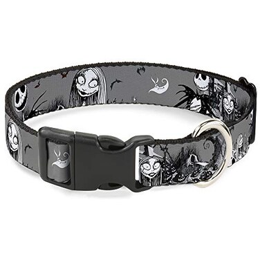 Buckle-Down BuckleDown Plastic Clip Collar NBC Jack Sally Cemetery Scene GrayBlackWhite 1 Wide Fits 1526 Neck Large
