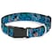 Buckle-Down BuckleDown Plastic Clip Collar Stitch ExpressionsHibiscus Collage GreenBlue Fade 1 Wide Fits 1117 Neck Medium