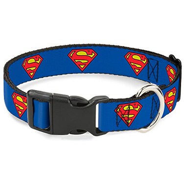 Buckle-Down BuckleDown Plastic Clip Collar Superman Shield Blue 12 Wide Fits 69 Neck Small