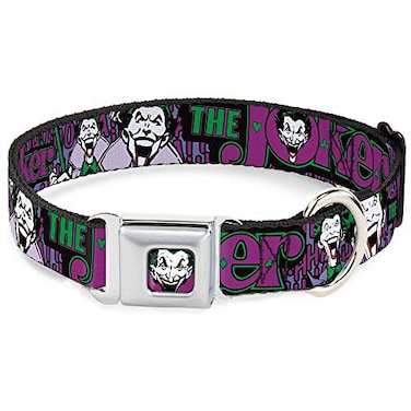 Buckle-Down Dog Collar JKAJoker Face Joker Face Logo Spades Black Green Purple Large 1526