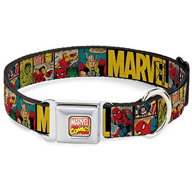 Buckle-Down BuckleDown Seatbelt Buckle Dog Collar MARVELRetro Comic Panels BlackYellow 1 Wide Fits 1117 Neck Medium