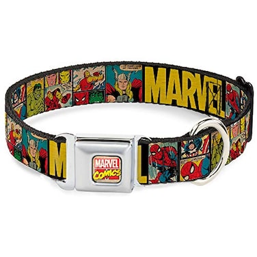 Buckle-Down BuckleDown Seatbelt Buckle Dog Collar MARVELRetro Comic Panels BlackYellow 1 Wide Fits 1526 Neck Large