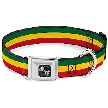 Buckle-Down BuckleDown Seatbelt Buckle Dog Collar Rasta 15 Wide Fits 1832 Neck Large